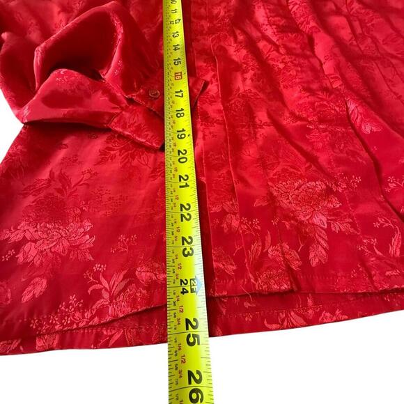 Karen Scott Red Jacquard Button Up Blouse Sz 16 - Picture 4 of 5